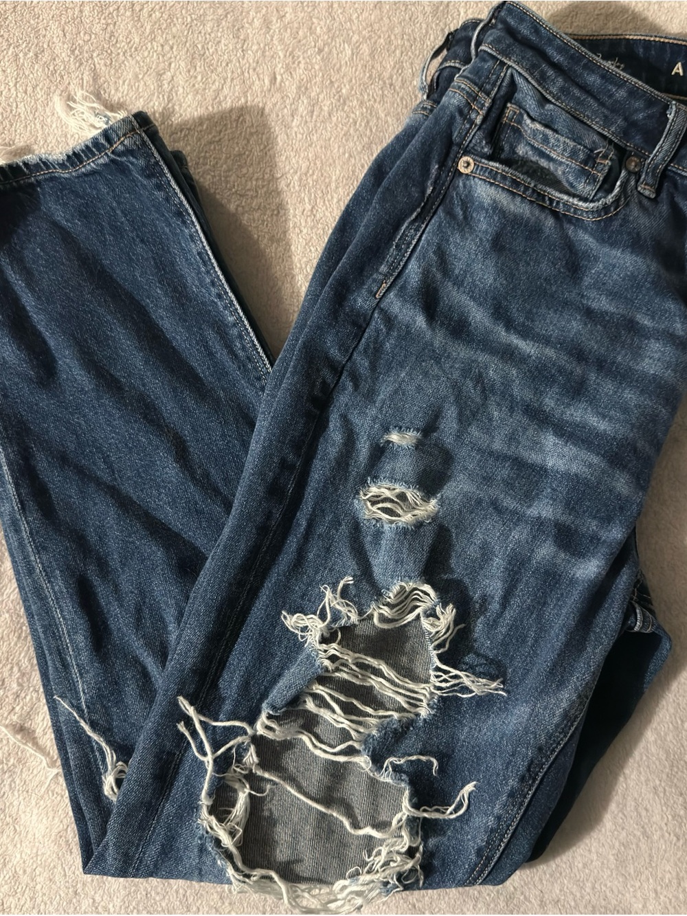 American Eagle Outfitters Ripped Skinny Jeans - Dark Blue